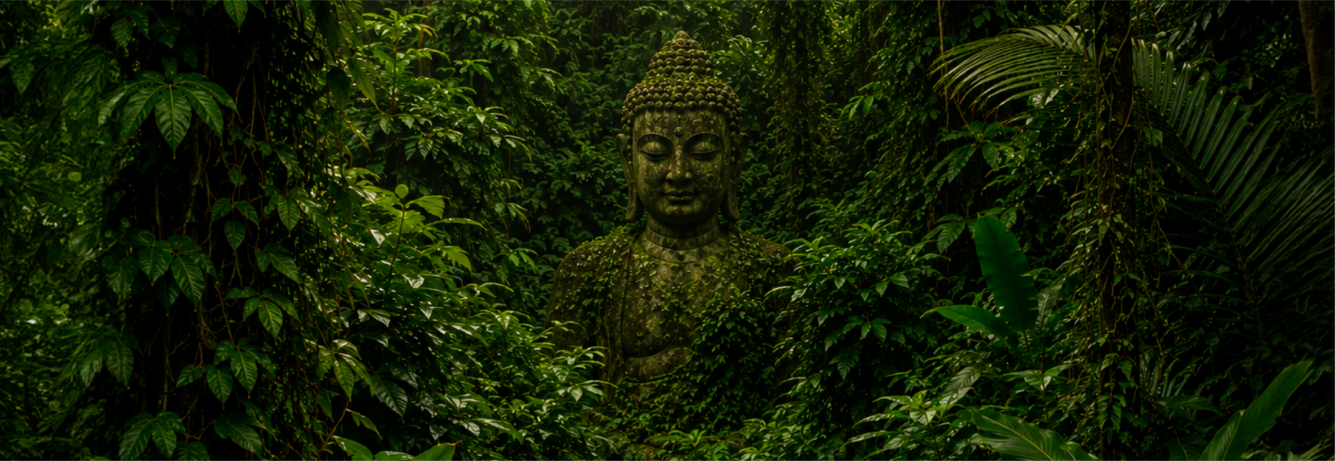 Buda em meio à floresta tropical